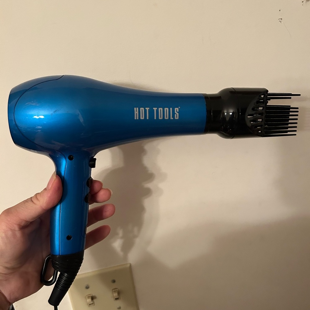 Hot Tools Blue Hair Dryer model HTBL01 with detangler accessory